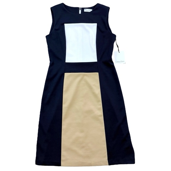 NWT Calvin Klein Color Block Sheath Dress - Picture 1 of 10